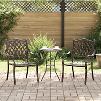 vidaXL Trädgård Stol med kudde 2 pcs Brons 55 x 56.5 x 91cm Aluminium