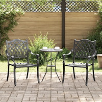 vidaXL Trädgård Stol 2 pcs Svart 55 x 56.5 x 91cm Aluminium