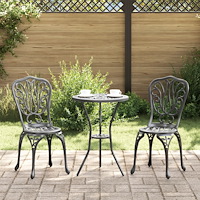 vidaXL Trädgårds Bistro Set 3 pcs Svart Aluminium