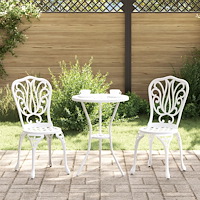 vidaXL Trädgårds Bistro Set 3 pcs Vit Aluminium