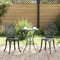 vidaXL Trädgårds Bistro Set 3 pcs Svart Aluminium
