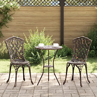 vidaXL Trädgårds Bistro Set 3 pcs Brons Aluminium