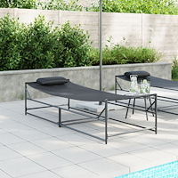 vidaXL Trädgårdsolbädd - Antracit - 200x74x73 cm - Stål & Textilene