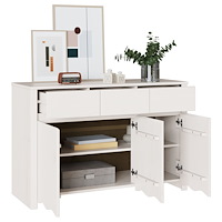 vidaXL Sideboard "DRAMMEN" Vit 114x43x75,5 cm Solid Trä Furu