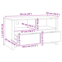 vidaXL TV-bänk "DRAMMEN" 99x43x55 cm Solid träfuru