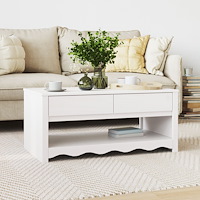 vidaXL Kaffeebord ""DRAMMEN"" Vit 99x55x45 cm Massiv Trä Furu