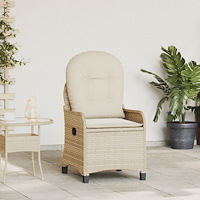 vidaXL Reclinerfåtölj med kudde Beige 56 x 66 x 95 cm konstrotting
