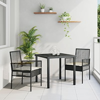 vidaXL Trädgård Stol 2 pcs Svart 53 x 60 x 85cm konstrotting