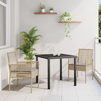 vidaXL Trädgård Stol 2 pcs Beige 53 x 60 x 85cm konstrotting