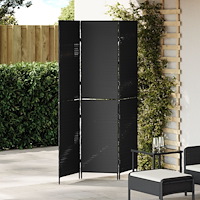 vidaXL Rumsavdelare 3 Paneler Fällbar Svart 146x180 cm Poly Rattan