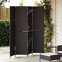 vidaXL Rumsavdelare 4 Paneler Fällbar Svart 195x180 cm Poly Rattan