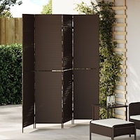 vidaXL Rumdelare 4 Paneler Hopfällbar Brun 195x180 cm Poly Rattan