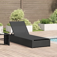 vidaXL Solstol Svart 60x200x27 cm Poly Rattan