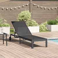 vidaXL Solstol med hjul Svart Poly Rattan