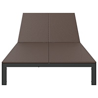 vidaXL Solbädd med Kuddar och Hjul för 2 Personer Brun Poly Rattan