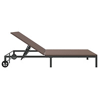vidaXL Solbädd med Kuddar och Hjul för 2 Personer Brun Poly Rattan