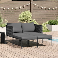vidaXL Solstol med kuddar för 2 personer Anthracit 115x153x69,5 cm Stål