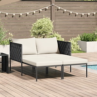 vidaXL Solbädd med kudde 2-person Antracit 115 x 153 x 69.5cm Stål
