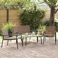 vidaXL Trädgårdsmöbelset 4 pcs Brun konstrotting