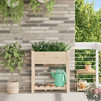 vidaXL Trädgårdspall med hylla 71x37x76 cm Massivt Furu