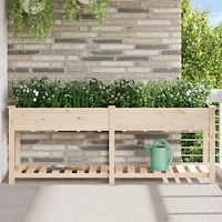 vidaXL Trädgårdsplanterare med hylla 203x53x76 cm i massivt trä