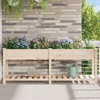 vidaXL Trädgårdsplanterare med galler 203x53x76 cm Solid Furu