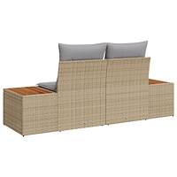 vidaXL 2-sits trädgårdsoffa med kuddar Beige Poly Rattan