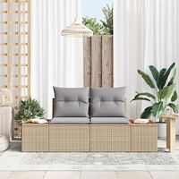 vidaXL 2-sits trädgårdsoffa med kuddar Beige Poly Rattan