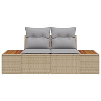 vidaXL 2-sits trädgårdsoffa med kuddar Beige Poly Rattan