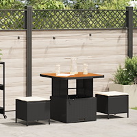 vidaXL Trädgårdsmöbelset Svart konstrotting