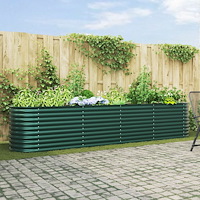 vidaXL Trädgårdsodlingslåda Grön 400x80x81 cm i Galvaniserat Stål