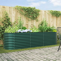 vidaXL Trädgårdsodlingslåda Grön 320x80x81 cm i Galvaniserat Stål