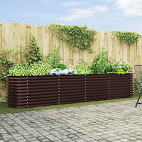 vidaXL Trädgårdshöjbädd Brun 400x80x81 cm i Galvaniserat Stål