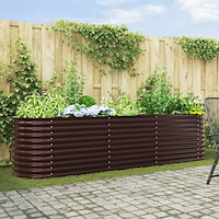 vidaXL Trädgårdsodlingslåda Brun 320x80x81 cm Galvaniserat Stål