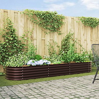vidaXL Trädgårdsodlingslåda Brun 320x80x44 cm Galvaniserad Stål