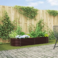 vidaXL Trädgårdsodlingslåda Brun 240x80x44 cm i galvaniserat stål