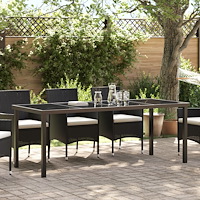 vidaXL Trädgårdsbord Svart 200x80x73 cm Tempererat Glas