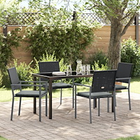 vidaXL Trädgårdsmöbelset 5 pcs Svart Poly rattan