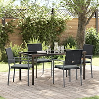 vidaXL Trädgårdsmöbelset 5 pcs Svart Poly rattan