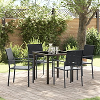 vidaXL Trädgårdsmöbelset 5 pcs Svart PE Rattan