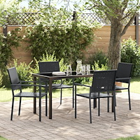 vidaXL Trädgårdsmöbelset 5 pcs Svart Poly rattan