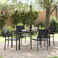 vidaXL Trädgårdsmöbelset 5 pcs Svart Poly rattan