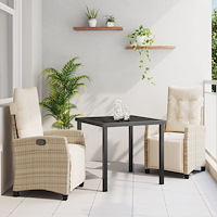 vidaXL Set med 2 Beige PE-konstrotting 2-sits Justerbara fotstöd