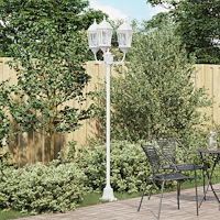 vidaXL Trädgårdslampa 3-lampor E27 Vit 220 cm Aluminium
