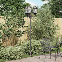 vidaXL Trädgårdslampastolpe 3-lampa E27 Brons 220 cm Aluminium