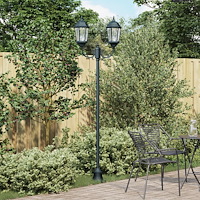 vidaXL Trädgårdslyktstolpe 2-Lampa E27 Grön 220 cm Aluminium