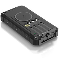 Denver PowerBank 20.000 mAh Solcell 4st kablar + trådlös laddning Svart