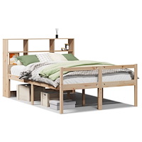 vidaXL Säng med bokhylla utan madrass 120x190 cm massiv furu