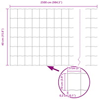 vidaXL Euro Staket med 11 U-poster Silver 0,4x25 m Stål