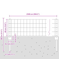 vidaXL Euro Staket med 11 U-poster Silver 0,4x25 m Stål
